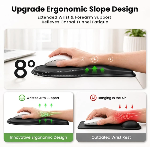 Alt view image 3 of 7 - Ergonomic Mouse Pad with Wrist Rest Extended Forearm Support