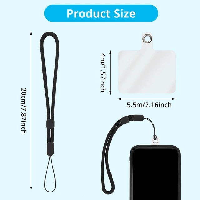 Alt view image 4 of 7 - Hand Wrist Strap Lanyard with Tether Patch 6 Pcs Adjustable Nylon Wrist Straps with 6 Pcs Transparent Phone Pads Cell Phone Lanyard Strap Holder Hand Straps for Mobile Phone Camera(Black)
