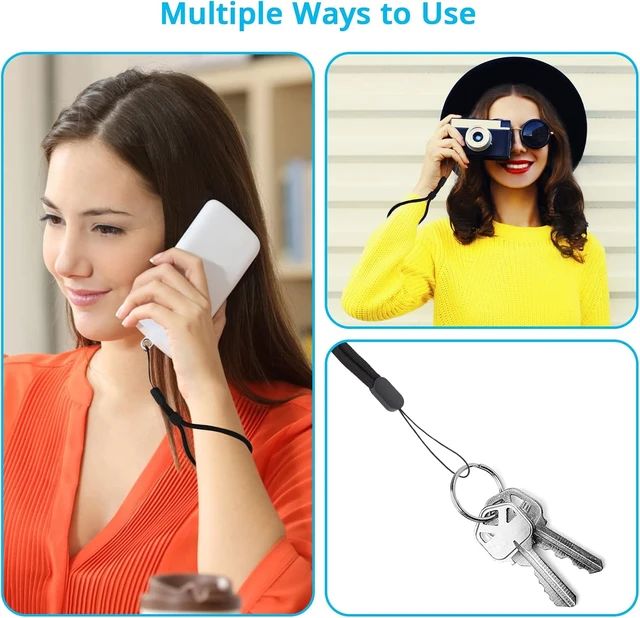 Alt view image 7 of 7 - Hand Wrist Strap Lanyard with Tether Patch 6 Pcs Adjustable Nylon Wrist Straps with 6 Pcs Transparent Phone Pads Cell Phone Lanyard Strap Holder Hand Straps for Mobile Phone Camera(Black)