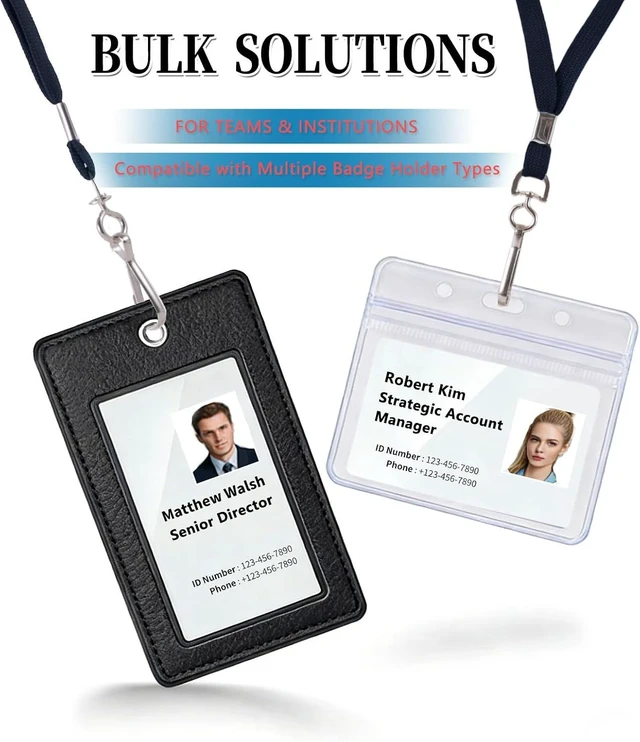 Alt view image 6 of 7 - 200 Pack Black Lanyards for ID Badges Bulk with Swivel Hook