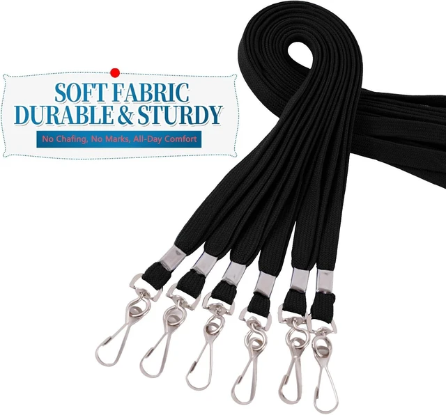 Alt view image 5 of 7 - 200 Pack Black Lanyards for ID Badges Bulk with Swivel Hook