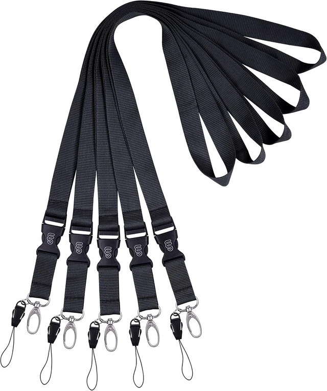 Main image of Office Lanyard 5 Pack 23 inch Neck Strap Lanyards - Black