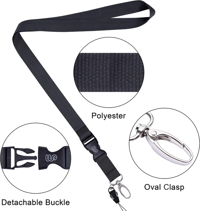 Alt view image 3 of 7 - Office Lanyard 5 Pack 23 inch Neck Strap Lanyards - Black