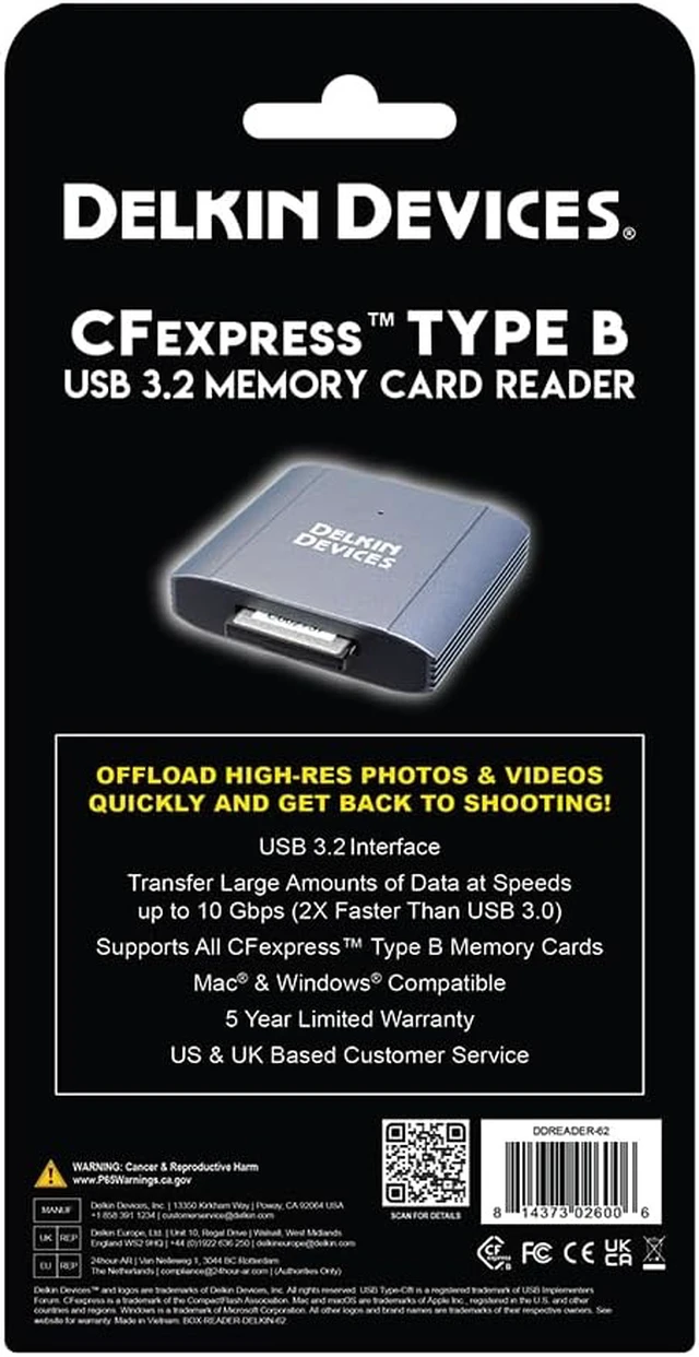 Alt view image 6 of 6 - USB 3.2 CFexpress Type B Memory Card Reader 10Gbps USB-C Card Reader for CFexpress Type B Cards Portable Aluminum Reader Mac & Windows Compatible