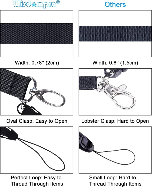 Alt view image 4 of 7 - Office Lanyard 5 Pack 23 inch Neck Strap Lanyards - Black