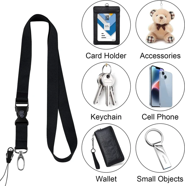 Alt view image 5 of 7 - Office Lanyard 5 Pack 23 inch Neck Strap Lanyards - Black