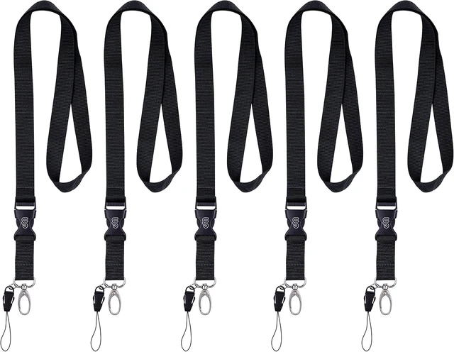 Alt view image 7 of 7 - Office Lanyard 5 Pack 23 inch Neck Strap Lanyards - Black