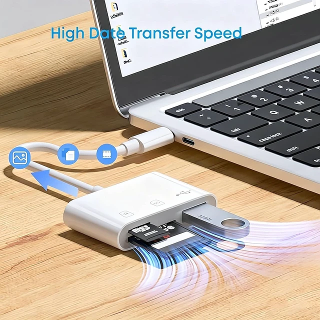 Alt view image 2 of 7 - USB C SD/TF Card Reader - 3 in 1 Type C to TF/SD/USB Disk Reader Adapter