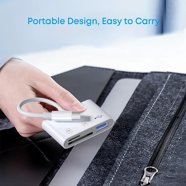 Alt view image 5 of 7 - USB C SD/TF Card Reader - 3 in 1 Type C to TF/SD/USB Disk Reader Adapter
