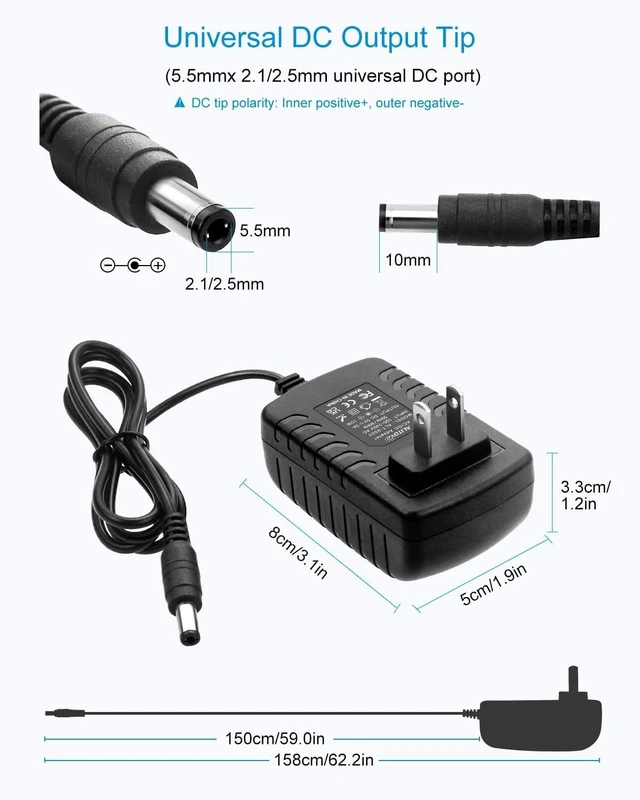 Alt view image 3 of 7 - 5V 3A 15W AC 100V~240V to DC Power Supply Adapter Converter 5.5X 2.5mm 5.5x2.1mm Plug for WS2812B WS2811 WS2801 SK6812 LED Pixel Strip Light CCTV Camera Security System