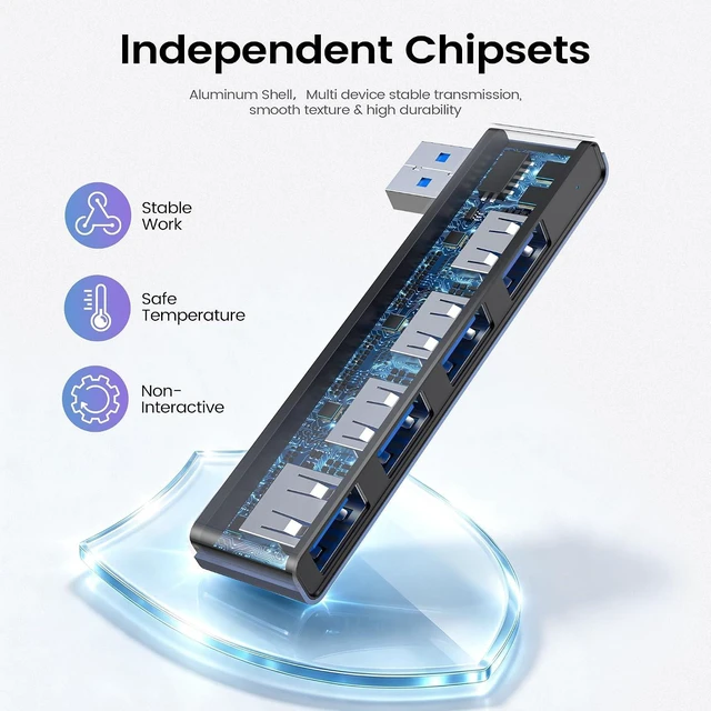 Alt view image 4 of 6 - USB 3.0 Hub for Laptop 4 Ports USB Splitter Ultra-Slim Data USB Hub