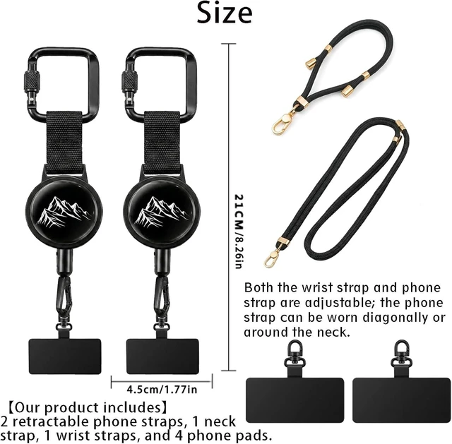 Alt view image 6 of 7 - 4 PCS Retractable Phone Lanyard Set Adjustable Anti-Theft - Anti-Lost Neck & Wrist Strap Tether for All Smartphones Suitable for All Scenarios Festival Travel Security