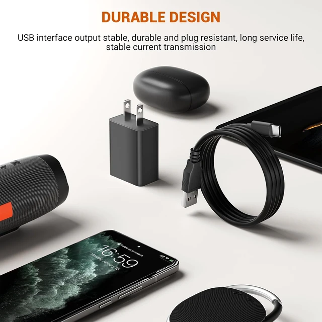 Alt view image 7 of 7 - Universal 5V 2A Type C Charger - USB C Charging Cable for Beats Flex Headphones JBL Wireless Bluetooth Earbuds and Other Type-C Supported Device Power Supply Adapter