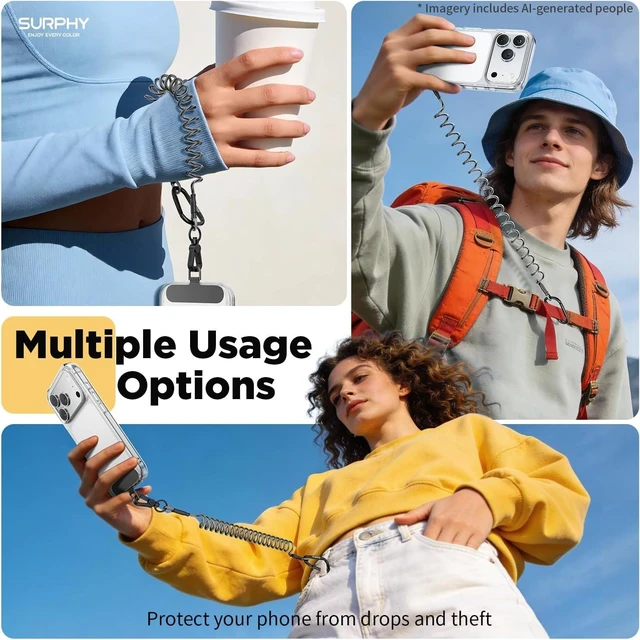 Alt view image 2 of 7 - Anti Theft Phone Strap Phone Lanyard Sturdy Steel Wire Keychain