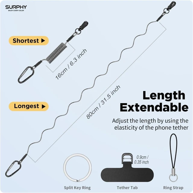 Alt view image 5 of 7 - Anti Theft Phone Strap Phone Lanyard Sturdy Steel Wire Keychain
