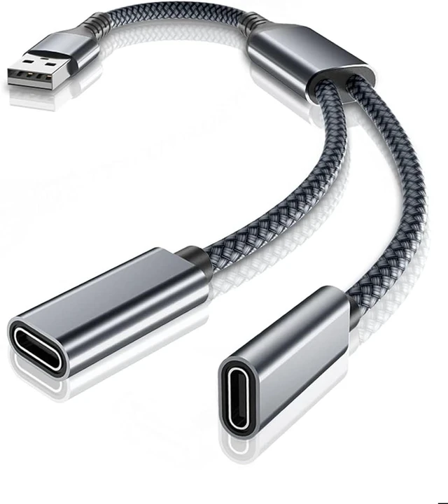 Main image of USB to Double USB C Female Adapter Type A Charger Cable Splitter