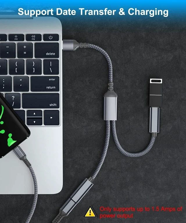 Alt view image 6 of 7 - USB to Double USB C Female Adapter Type A Charger Cable Splitter