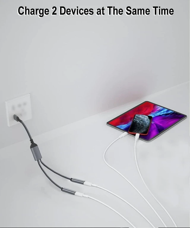 Alt view image 5 of 7 - USB to Double USB C Female Adapter Type A Charger Cable Splitter