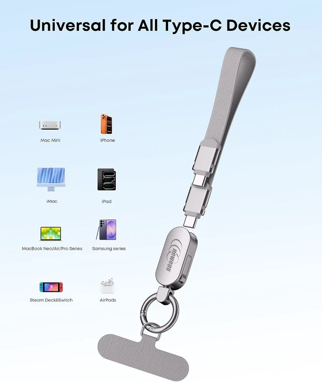 Alt view image 6 of 6 - Phone Wrist Strap & 240W USB-C Cable 2-in-1 Lanyard