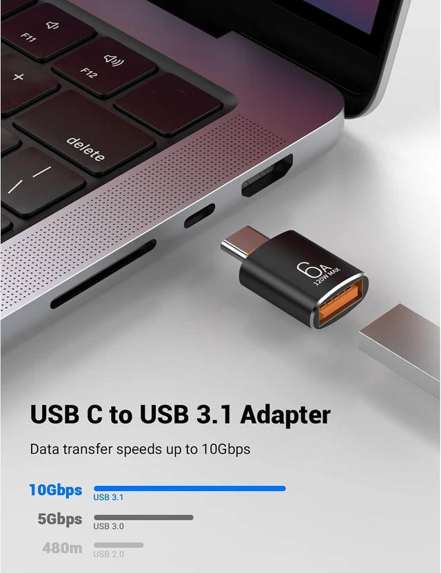 Alt view image 3 of 6 - 10 Pack 200W USB C to USB Adapter & C Male to USB3.1 Female Adapter