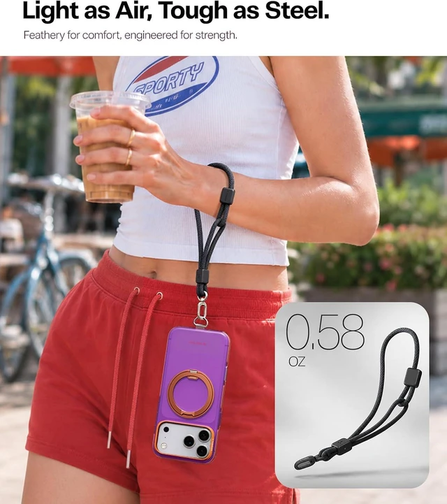 Alt view image 5 of 7 - Phone Lanyard Anti-Theft Phone Wrist Strap Ultra-Light Black
