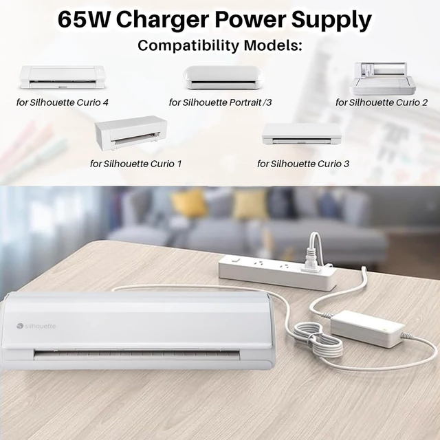 Alt view image 2 of 7 - 24V White Power Cord Compatible with Silhouette Cameo 5 4 3 2 1 SD Portrait Studio Electronic Cutting Tool Print Power Supply 24V AC Adapter Replacement for Silhouette Cameo 4 Charger
