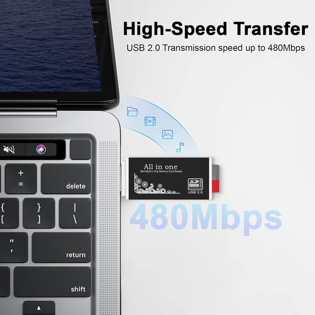 Alt view image 5 of 7 - USB Memory Card Reader USB Card Reader for Computer with a Type C Adapter Supports CF SD MMC Cards.