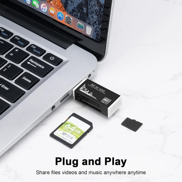 Alt view image 3 of 7 - USB Memory Card Reader USB Card Reader for Computer with a Type C Adapter Supports CF SD MMC Cards.