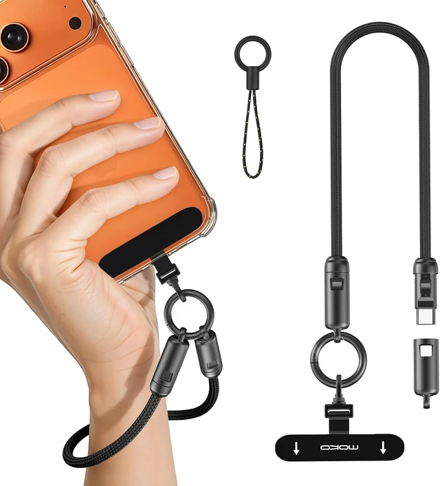 Main image of 2-in-1 Phone Wrist Lanyard USB C Cable PD240W USB-C to USB-C Type-C Fast Charging Cable