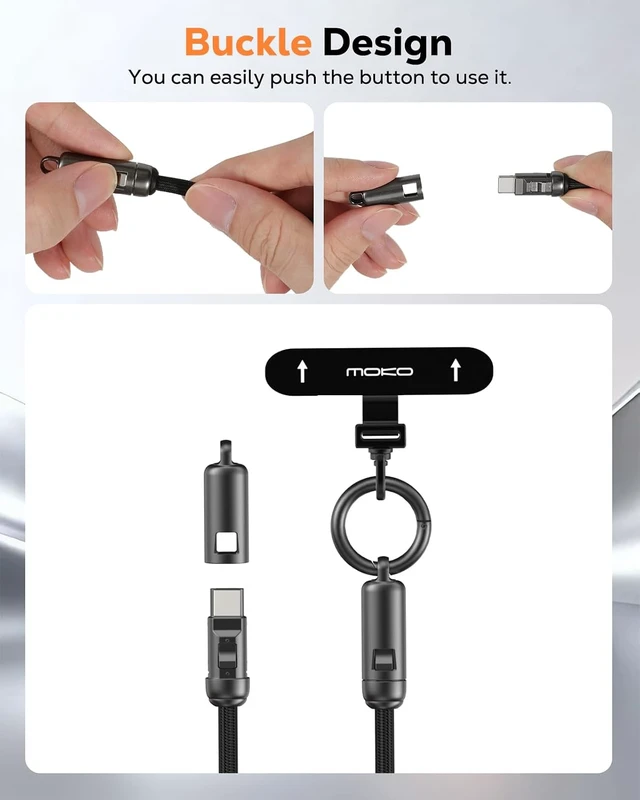 Alt view image 3 of 7 - 2-in-1 Phone Wrist Lanyard USB C Cable PD240W USB-C to USB-C Type-C Fast Charging Cable