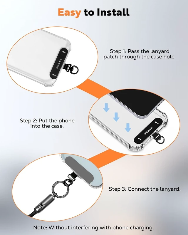 Alt view image 7 of 7 - 2-in-1 Phone Wrist Lanyard USB C Cable PD240W USB-C to USB-C Type-C Fast Charging Cable