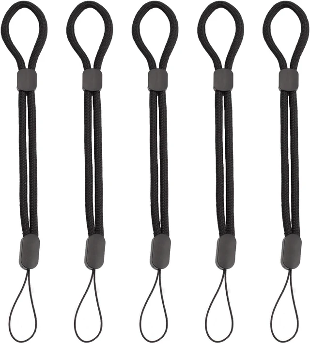 Main image of 5 Pack Adjustable Wrist Straps Black Nylon Hand Lanyards Anti-Lost Wristlet Tether with Adjustable Slider for Cell Phones Cameras GoPro USB Drives Keys - Universal Fit
