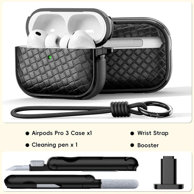 Alt view image 4 of 7 - R?fun for 3 Case Woven Leather Texture with Lanyard Black