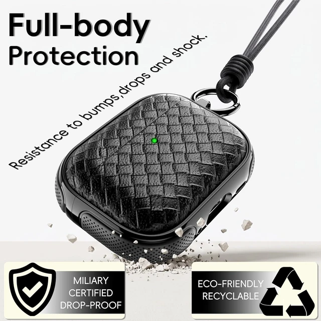 Alt view image 5 of 7 - R?fun for 3 Case Woven Leather Texture with Lanyard Black