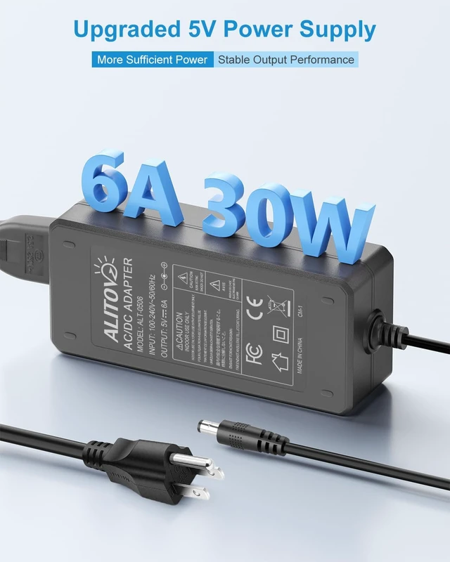 Alt view image 2 of 7 - Upgrade 5V Power Supply 6A AC Adapter 100-240V 50-60Hz to 5V 30W