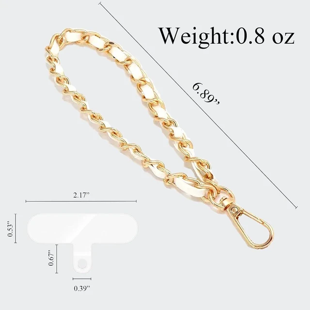 Alt view image 2 of 5 - Phone Wrist Strap for Women & Moms Metal Chain & Leather Phone Lanyard with Tether Tab Hands-Free Wristlet Bracelet