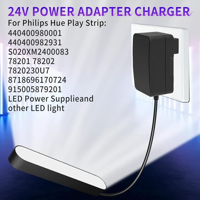 Alt view image 6 of 7 - 24V Power Adapter Charger for Hue Play Light bar 440400980001 440400982931 S020XM2400083 78201 7820330U7 Smart Ambient LED Light Strips Replacement Power Supply Cord