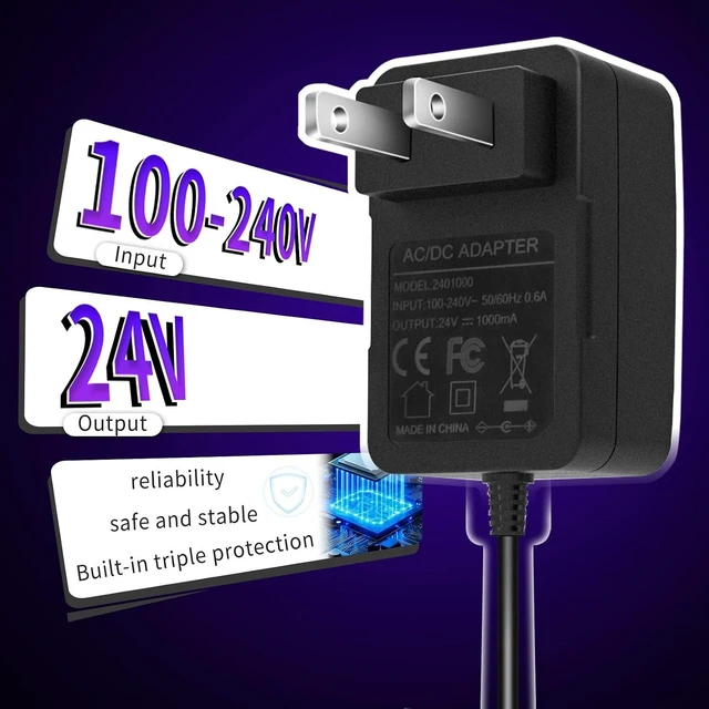 Alt view image 7 of 7 - 24V Power Adapter Charger for Hue Play Light bar 440400980001 440400982931 S020XM2400083 78201 7820330U7 Smart Ambient LED Light Strips Replacement Power Supply Cord