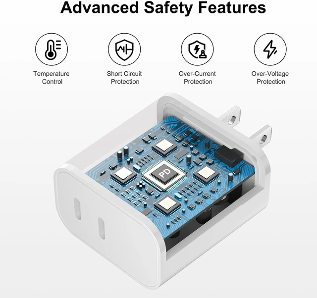 Alt view image 3 of 7 - iPhone 18 17 16 15 Charger Fast Charging 20W Dual Port USB C Charger Block