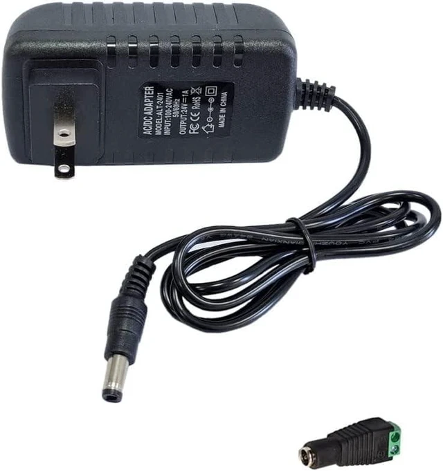 Main image of DC 24V 1A Power Supply Adapter 24W AC Adapter 100-240V 50-60Hz to DC 24 Volts 1Amp 4.6ft Power Cord Transformer with 5.5mm X 2.5mm/2.1mm US Plug for DC24V 1A LED Strip Light CCTV Camera