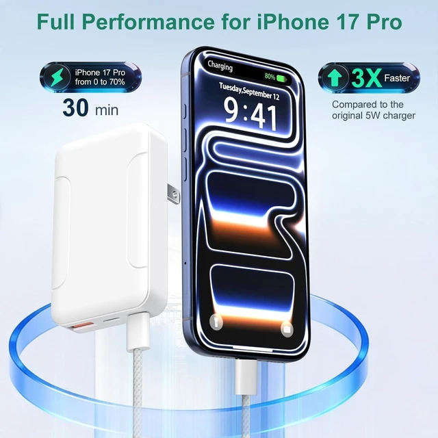 Alt view image 5 of 7 - Slim Flat USB C Wall Plug PD45W Super Fast Charging for iPhone/Galaxy