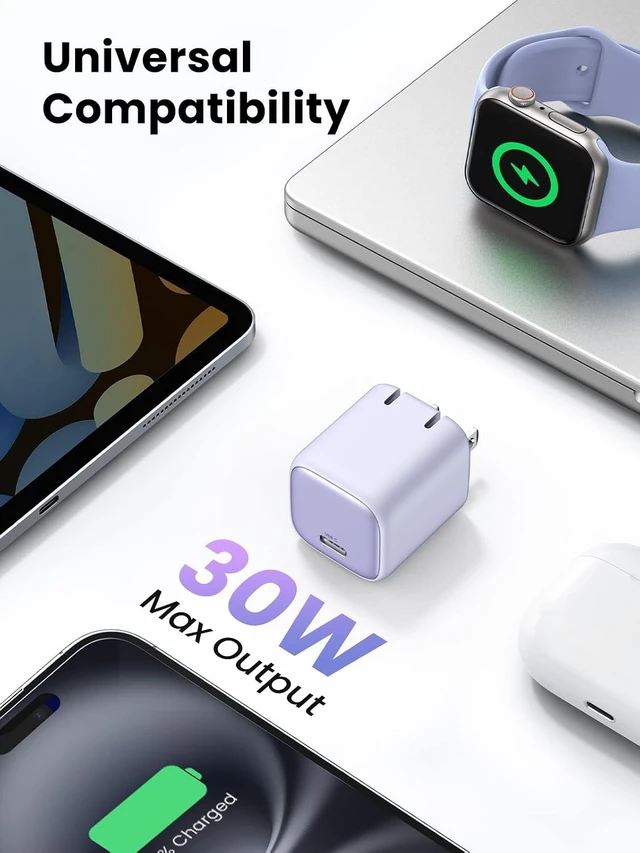 Alt view image 5 of 7 - 30W USB C Charger Nexode Foldable GaN PPS Compact Fast Wall Charger Block USB-C Power Adapter for iPhone 17/16/15/14 Galaxy S25/S24/S23 Pixel 9/8/7 MacBook Air iPad(Purple)