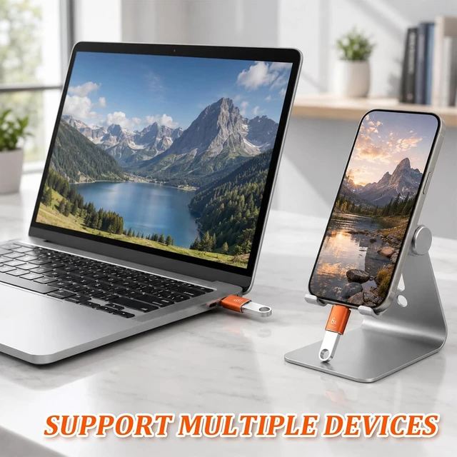 Alt view image 4 of 7 - 10Pack USB C Female to USB Male Adapter 10Gbps/120W USB-C to USBs Adapter USB-C Converter for Smartphone PC Keyboard Orange