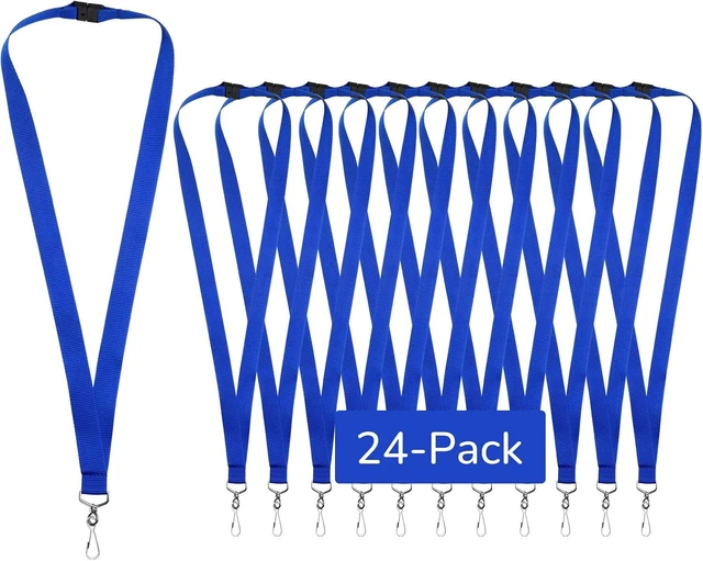 Main image of 24-Pack Blue Breakaway Lanyards for id Badges Polyester Neck Straps for ID Cards Keys Office School & Events