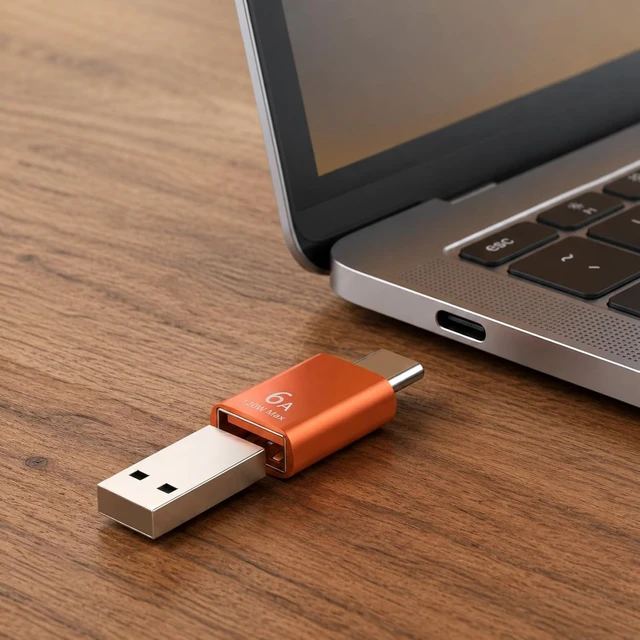 Alt view image 6 of 7 - 10Pack USB C Female to USB Male Adapter 10Gbps/120W USB-C to USBs Adapter USB-C Converter for Smartphone PC Keyboard Orange