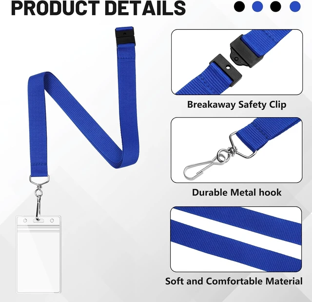 Alt view image 4 of 5 - 24-Pack Blue Breakaway Lanyards for id Badges Polyester Neck Straps for ID Cards Keys Office School & Events