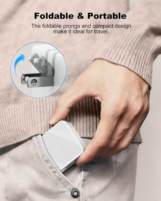 Alt view image 5 of 7 - 65W USB Wall Charger Block 4-Port Thin GaN Flat USB C Wall Plug for Home Office & Travel Fast Charging Brick Adapter for iPhone 17/16 Series MacBook Pro/Air and More