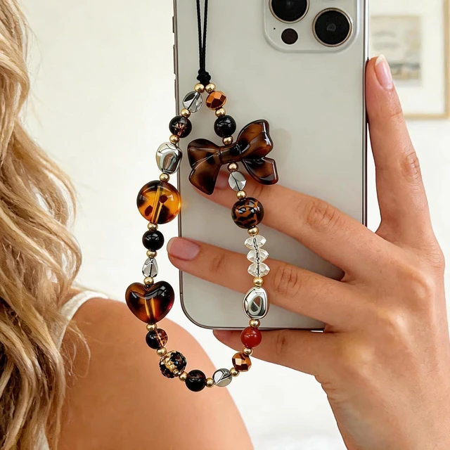 Alt view image 2 of 6 - Cute Beaded Camera Wrist Strap for Phone Digital Camera Charm Lanyard Pearl Beaded Chain for Bag Keychain Gift