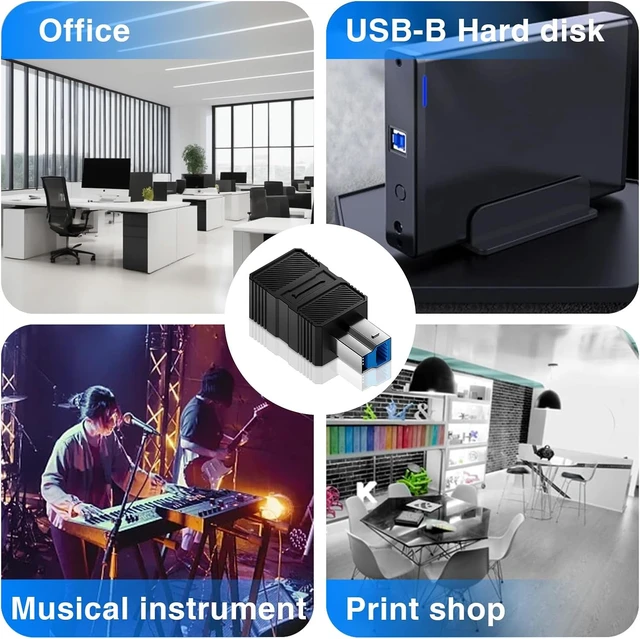 Alt view image 6 of 7 - USB A to USB B Adapter 5Gbps Type 3.0 Female to Type B (MIDI) Male Power and Data Extension Adapter for Audio Interface Electronic Piano Printer (2-Pack)