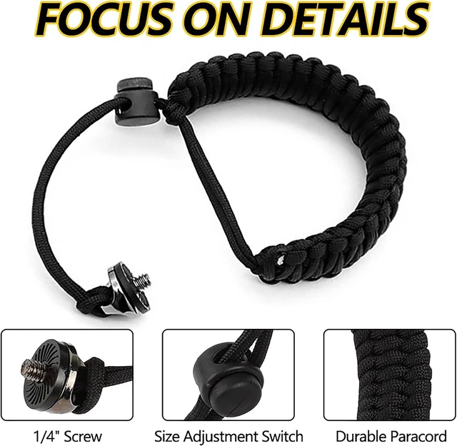 Alt view image 2 of 7 - Camera Wrist Strap Adjustable Paracord Lanyard wrist strap Quick Release with 1/4 Screw for Insta 360 X3 Ace Pro GoPro DSLR Cameras Selfie Stickssmartphone gimbal stabilizer